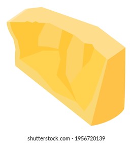 Pieces of delicious parmesan cheese on white background, isometric view. Vector