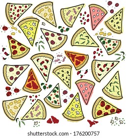 Pieces of different pizza
