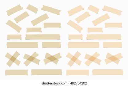 Pieces of different size, color, sticky, adhesive masking tape.