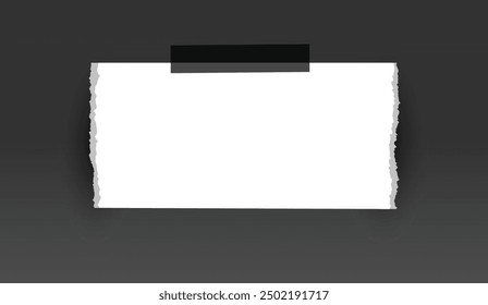 Pieces of different size ripped note, notebook, copybook sheets stuck with sticky tape on background.
