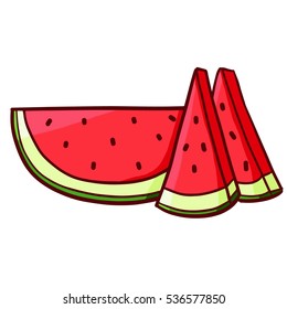 Pieces of fresh watermelon ready to eat in summer - vector.