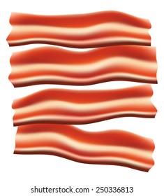 pieces of fried bacon vector illustration isolated on white background