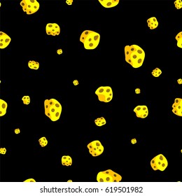 Pieces of fried cheese seamless pattern. Vector