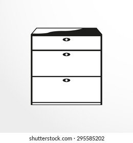 Pieces of furniture. Linen drawers. Vector illustration.