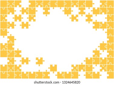 Pieces of golden puzzles (mosaic) in disassembled form. Team, connection, merge.