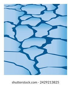 Pieces of ice float on the water.Vector background.