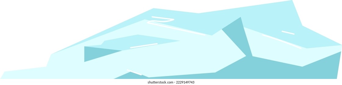 Trozos de hielo y trozos de nieve, icebergs grandes, elementos de escarcha severa para el diseño, dibujos animados con copos de nieve, ilustración vectorial