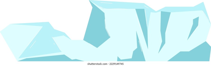 Trozos de hielo y trozos de nieve, icebergs grandes, elementos de escarcha severa para el diseño, dibujos animados con copos de nieve, ilustración vectorial