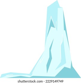 Trozos de hielo y trozos de nieve, icebergs grandes, elementos de escarcha severa para el diseño, dibujos animados con copos de nieve, ilustración vectorial