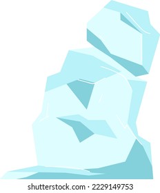 Eis- und Schneekoteletts, große Eisberge, schwere Frostelemente für Design, Cartoon-Stil mit Schneeflocken, Vektorgrafik