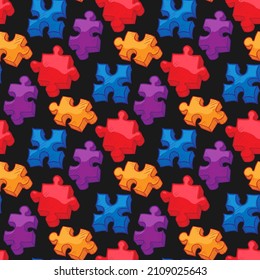 pieces of jigsaw puzzle doodle vector seamless pattern