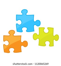 Pieces of jigsaw puzzle game -  motley components of puzzles