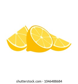 Pieces of lemons on a white background. Vector illustration.