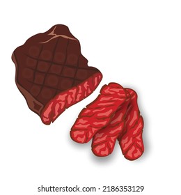 Pieces of meat illustration. grilled beef steak meet. suitable for any business related to grilled steak, fast food restaurants, Korean food, Japanese, chinese food or any other business