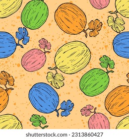 Pieces of melon seamless pattern vector illustration. Vector seamless pattern. Modern stylish abstract texture. Repeating geometric shapes from striped elements