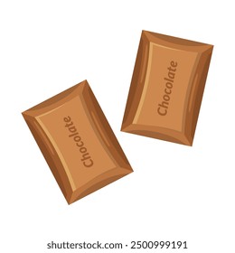 Pieces of milk chocolate flat vector design isolated on white background