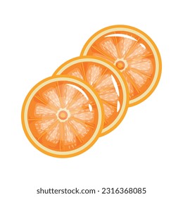 Trozos de naranja sobre fondo blanco