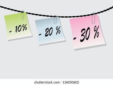 pieces of paper clips on showing discounts