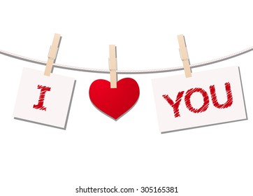 Pieces of paper with heart on white background. Vector illustration