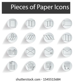 Pieces of paper icons set on white background. Creative idea design use for your project. Flat vector illustration use for template, web page, brochure or mobile app. 