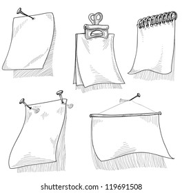 Pieces of paper for text, sketch vector