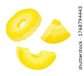 Pieces of peeled pineapple on a white background. Vector illustration.