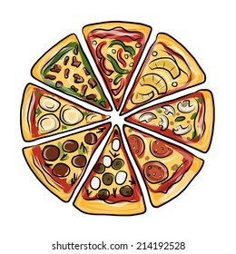 Pieces of pizza, sketch for your design