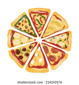 Pieces of pizza, sketch for your design