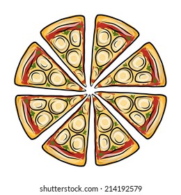 Pieces of pizza, sketch for your design