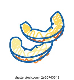 peças abóbora descascada ícone doodle esboço vetor. peças abóbora descascada sinal. símbolo isolado ilustração
