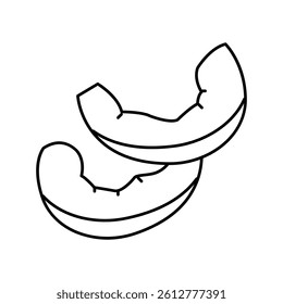 pieces pumpkin peeled line icon vector. pieces pumpkin peeled sign. isolated contour symbol black illustration