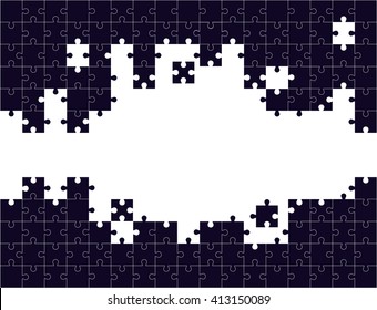 Pieces of the puzzle black on a white background. Space for your text.