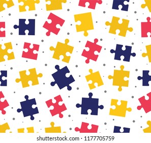 pieces puzzle seamless pattern. Colorful background games.