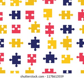 pieces puzzle seamless pattern. Colorful background games.