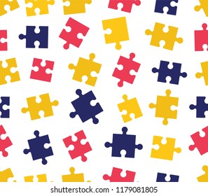 pieces puzzle seamless pattern. Colorful background games.