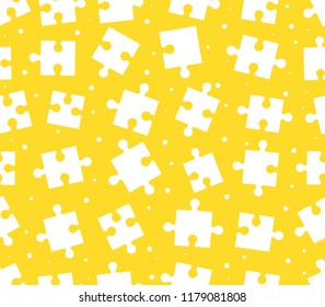 pieces puzzle seamless pattern. Yellow background games.