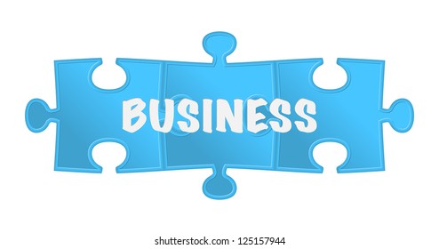 pieces of puzzle and word "business". Vector illustration