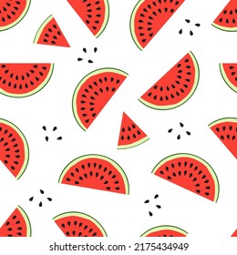 Pieces of red watermelon seamless pattern