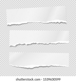 Pieces of ripped white paper strips with torn edges and soft shadow for text are on squared background. Vector illustration