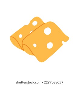 Pieces of sliced cheese icon. Cheese products silhouette. Vector illustration.