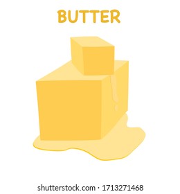 pieces of square butter bakery melting , flat vector