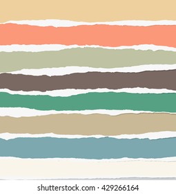 Pieces of torn colorful blank paper are stuck on gray background