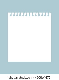 Pieces of torn notebook paper are stuck on blue background. Vector illustration