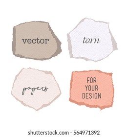 Pieces of torn paper for design. Vector illustration