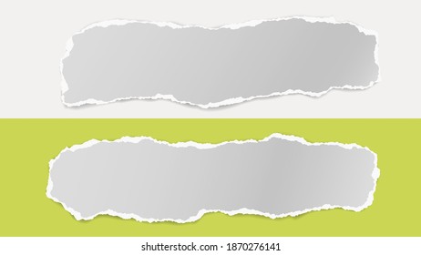 Los trozos de papel roto están sobre fondo blanco y verde claro para texto, publicidad o diseño. Ilustración del vector