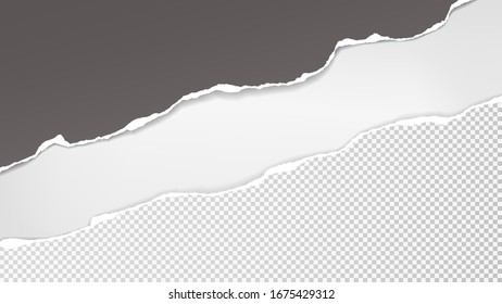 Stücke von zerrissenem, zerrissenem dunkel-weißem, quadratischem Papier mit weichem Schatten sind auf weißem Hintergrund für Text. Vektorillustration