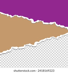 Piezas de papel horizontal de dos colores rotos con sombra suave pegadas en fondo cuadrado blanco. Ilustración del vector