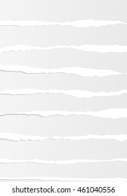 Pieces of torn white blank paper sheets are stuck background