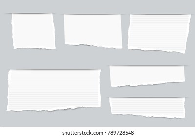 Pieces of torn white blank and ruled copybook strips inserted into cut paper