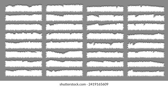 Pieces of torn white note paper different shapes isolated on gray background realistic vector illustration, Notepad torn paper for message note, page or banner and cardboard blank ripped piece strips